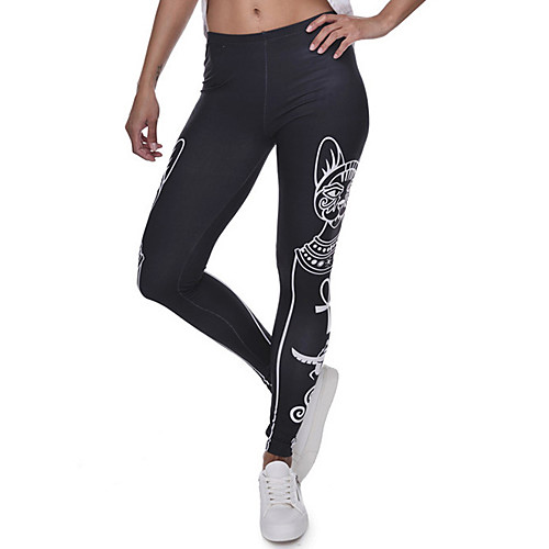 

Women's Sports / Yoga Sporty / Basic Legging - Print, Print Mid Waist Black One-Size