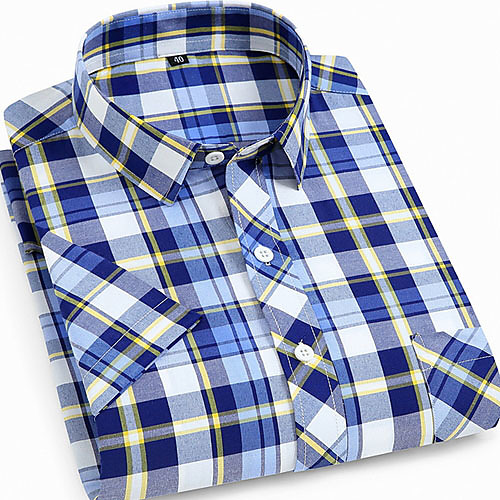

Men's Houndstooth Print Shirt Daily Blue