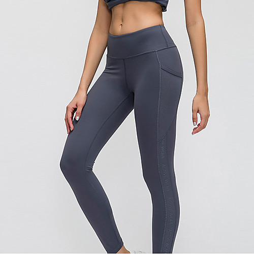 

Women's High Waist Yoga Pants Winter Pocket Black Dark Purple Green Gray Elastane Running Fitness Gym Workout Tights Leggings Sport Activewear Breathable Moisture Wicking Butt Lift Tummy Control High