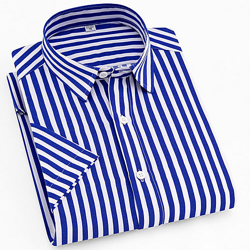 

Men's Striped Print Shirt Daily Blue