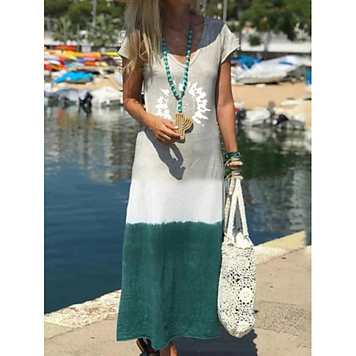 

Women's 2020 Wine Green Summer Dress Casual Shift Print S M