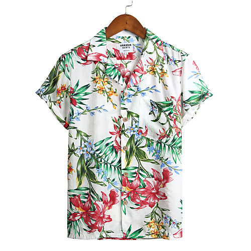 

Men's Holiday Beach Tropical / Hawaiian Shirt - Floral White