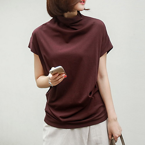 

Women's Solid Colored T-shirt Daily Wine / White / Black / Khaki / Brown