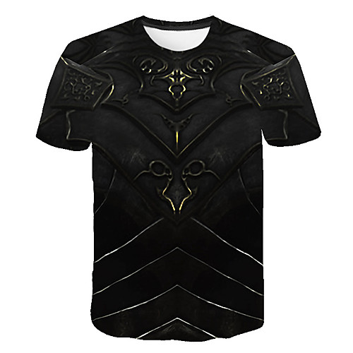 

Men's Club Weekend Street chic / Punk & Gothic T-shirt - 3D / Solid Colored / Tribal Print Black