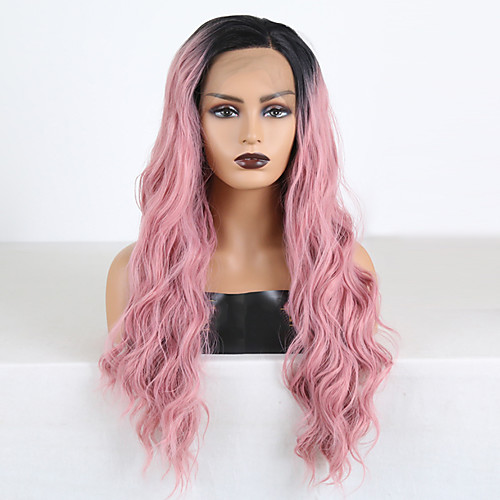 

Synthetic Lace Front Wig Wavy Middle Part Lace Front Wig Long Ombre Pink Synthetic Hair 18-26 inch Women's Cosplay Soft Party Pink Ombre