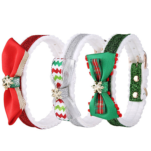 

Dog Cat Pets Collar Portable Retractable Soft Classic Christmas PU Leather Steel Stainless Red Green Silver Beagle Bulldog Shiba Inu Pug Bichon Frise Schnauzer 1pc
