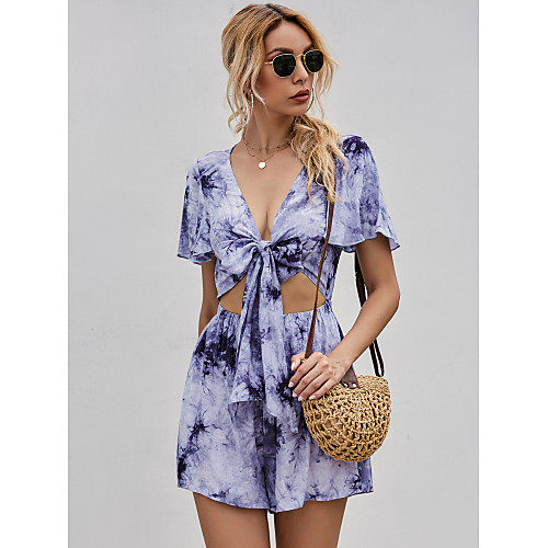 

Women's Sundress Short Mini Dress - Short Sleeves Tie Dye Summer Street chic 2020 Purple S M L XL