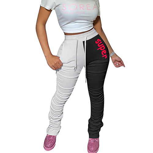 

Women's Basic Chinos Pants - Print White Blushing Pink Gray S M L