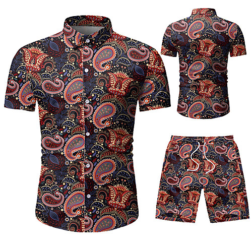 

Men's Graphic Print Set Beach Tropical Holiday Going out White / Black