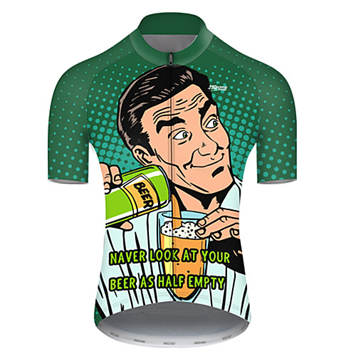

21Grams Men's Short Sleeve Cycling Jersey Black / Green Oktoberfest Beer Bike Top Mountain Bike MTB Road Bike Cycling Breathable Sports Clothing Apparel / Micro-elastic