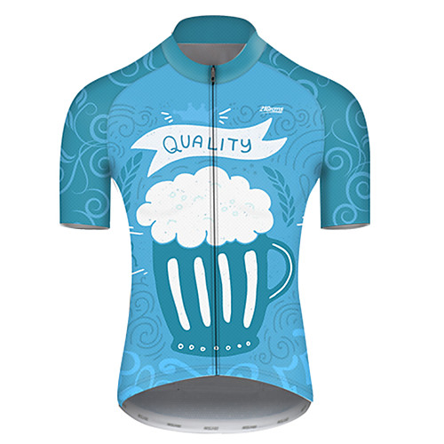 

21Grams Men's Short Sleeve Cycling Jersey Blue / White Oktoberfest Beer Bike Top Mountain Bike MTB Road Bike Cycling Breathable Sports Clothing Apparel / Micro-elastic