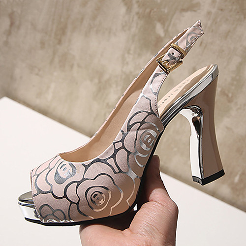 

Women's Sandals Spring & Fall / Spring & Summer Pumps Peep Toe Daily Party & Evening PU White / Black / Light Pink