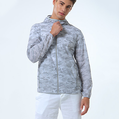 

Men's Hiking Jacket Hiking Windbreaker Outdoor Windproof Breathable Quick Dry Ultraviolet Resistant Top Elastane Single Slider Fishing Climbing Beach Grey / Blue