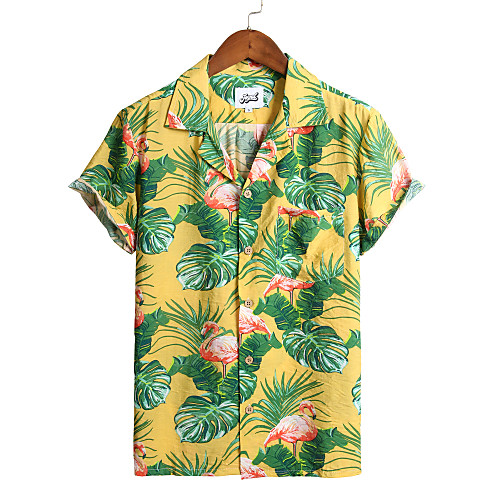 

Men's Holiday Beach Tropical / Hawaiian Shirt - Floral Yellow