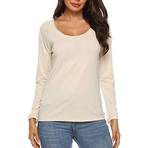 

Women's Daily T-shirt - Solid Colored Backless / Cut Out Blue