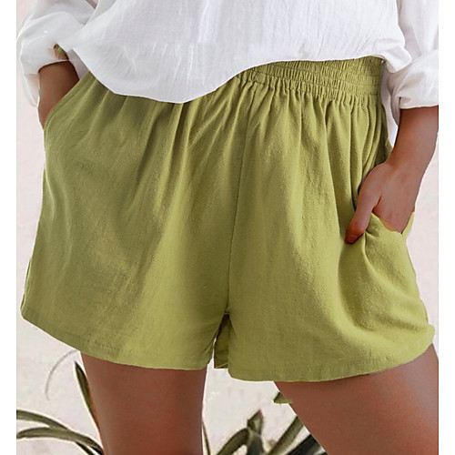 

Women's Basic Shorts Pants - Solid Colored Blue Fuchsia Khaki S / M / L