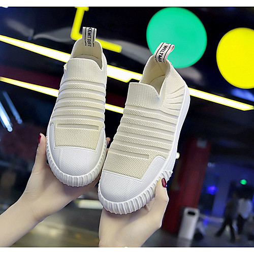 

Women's Trainers / Athletic Shoes Spring & Summer Flat Heel Round Toe Daily Solid Colored Tissage Volant White / Black / Yellow