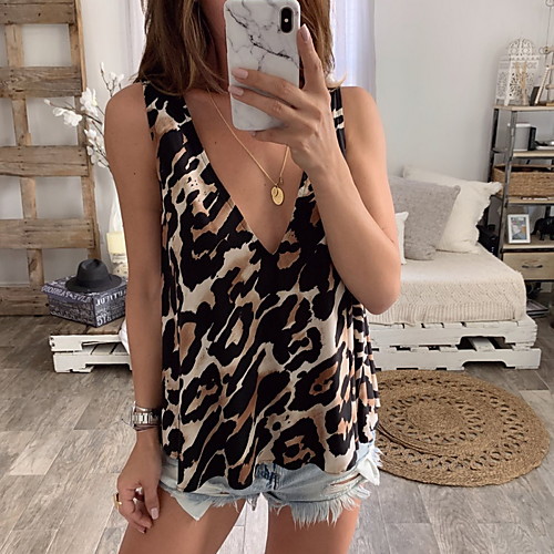 

Women's Leopard Tank Top Daily Yellow