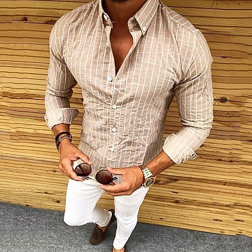 

Men's Daily Shirt - Striped Khaki