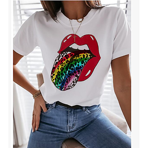 

Women's Rainbow Graphic Love Wins Print T-shirt Basic Casual / Daily White