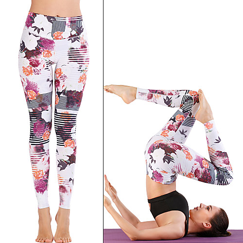 

Women's Yoga Pants Winter 3D Print White Running Fitness Gym Workout Tights Leggings Sport Activewear Moisture Wicking Soft Butt Lift Tummy Control Stretchy Skinny