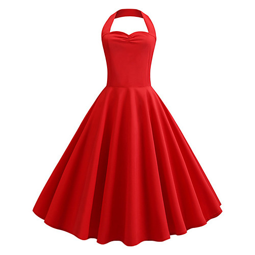 

Women's 2020 Red Black Dress Work Summer A Line Solid Color S M