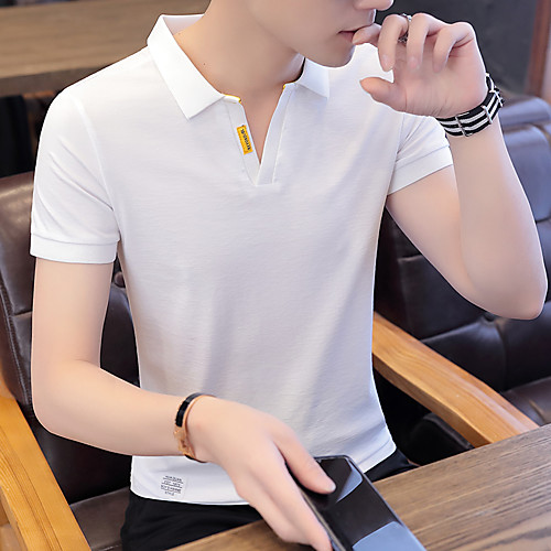 

Men's Solid Colored Polo Basic Elegant Daily Work White / Black / Khaki / Light Blue