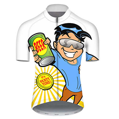 

21Grams Men's Short Sleeve Cycling Jersey Blue / White Oktoberfest Beer Bike Top Mountain Bike MTB Road Bike Cycling Breathable Sports Clothing Apparel / Micro-elastic