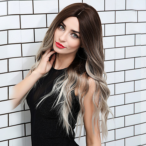 

Ombre Hair Weaves / Hair Bulk Synthetic Wig Curly Water Wave Middle Part Side Part Neat Bang Wig Very Long Ombre White Synthetic Hair 26 inch Women's Cosplay Women Synthetic Brown Ombre HAIR CUBE