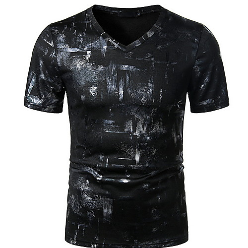 

Men's Geometric Print T-shirt Basic Daily Black / Gold