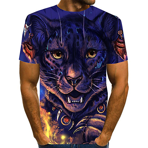 

Men's 3D Animal Cat Pleated Print T-shirt Street chic Exaggerated Daily Going out Rainbow