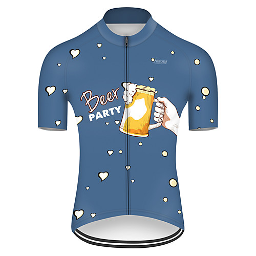 

21Grams Men's Short Sleeve Cycling Jersey BlueYellow Oktoberfest Beer Bike Top Mountain Bike MTB Road Bike Cycling Breathable Sports Clothing Apparel / Micro-elastic