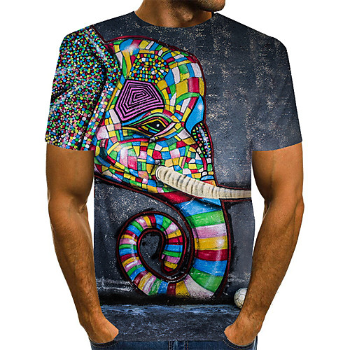

Men's Geometric 3D Print T-shirt Street chic Exaggerated Daily Going out Rainbow