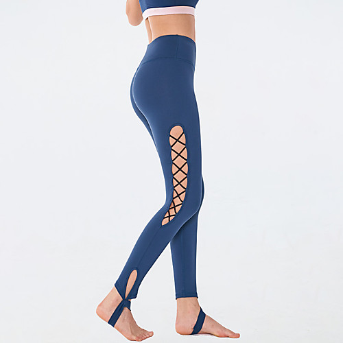 

Women's High Waist Yoga Pants Winter Cut Out Black Purple Blue Running Fitness Gym Workout Tights Leggings Sport Activewear Breathable Moisture Wicking Butt Lift Tummy Control High Elasticity Skinny