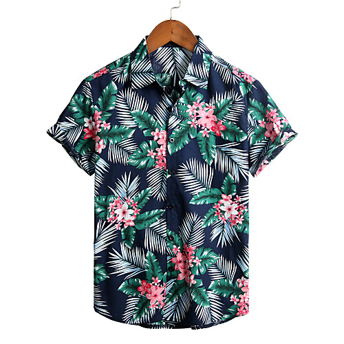

Men's Holiday Beach Tropical / Hawaiian Shirt - Floral Navy Blue