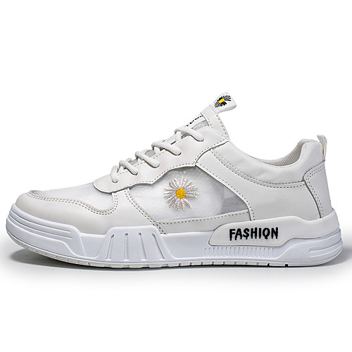 

Men's Fall / Spring & Summer Daily Outdoor Sneakers Running Shoes / Walking Shoes Mesh Breathable Non-slipping Shock Absorbing Black / White / White