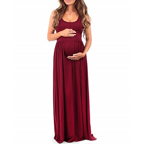 

Women's Sheath Dress Maxi long Dress - Sleeveless Solid Color Summer Elegant 2020 Wine S M L XL