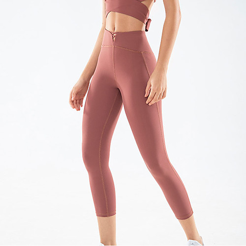 

Women's High Waist Yoga Pants Winter Solid Color Purple Red Fruit Green Running Fitness Gym Workout 3/4 Capri Pants Sport Activewear Breathable Quick Dry Moisture Wicking Butt Lift Tummy Control High