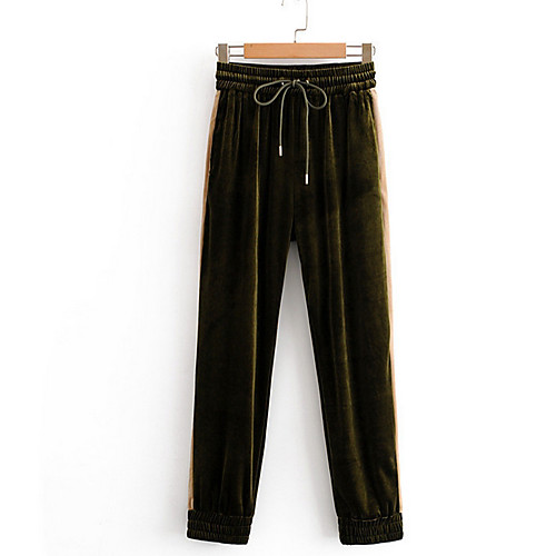 

Women's Basic Chinos Pants - Solid Colored Green S M L