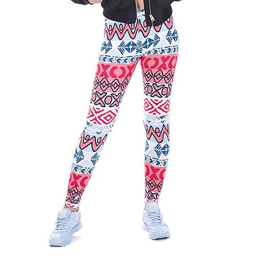 

Women's Sports / Yoga Sporty / Basic Legging - Print, Print Mid Waist Light Blue One-Size