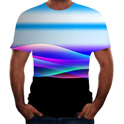 

Men's Going out Weekend Basic T-shirt - Color Block / 3D / Animal Rainbow