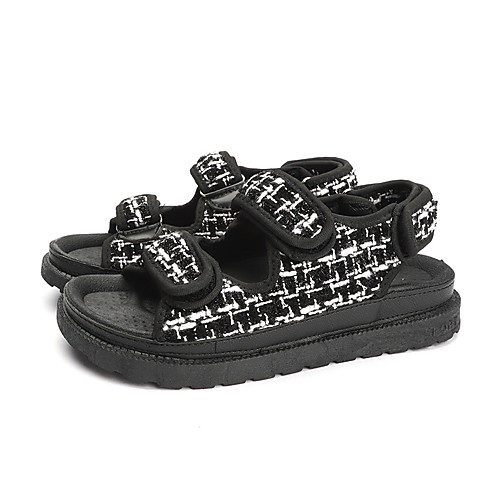 

Women's Sandals Summer Flat Heel Open Toe Casual Daily Outdoor Plaid / Check PU Black