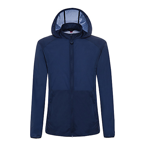 

Men's Hiking Jacket Outdoor Waterproof Quick Dry Anti-Eradiation Hoodie Top Fishing Climbing Beach Light Grey / Dark Blue / Light Blue