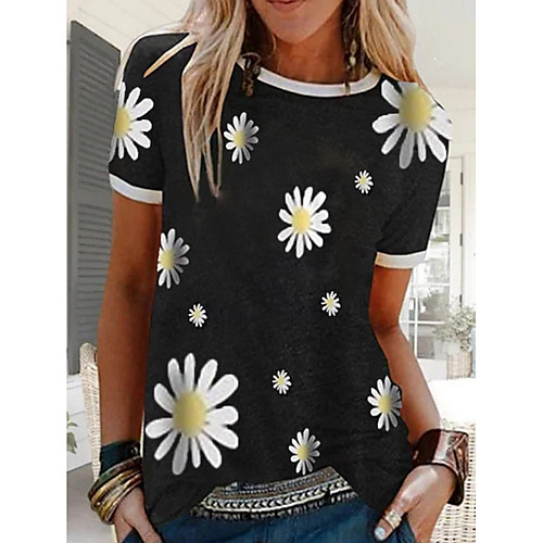 

Women's Daily T-shirt - Floral Daisy Red