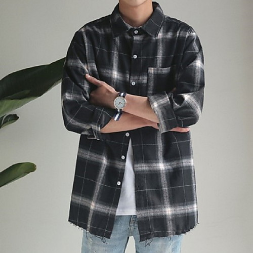 

Men's Plaid Shirt Daily White / Black