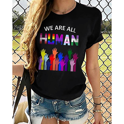 

Women's Graphic 3D Print Pleated Print T-shirt Street chic Exaggerated Daily Going out Rainbow