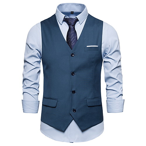 

Men's Vest, Solid Colored V Neck Rayon / Polyester Wine / Purple / Red