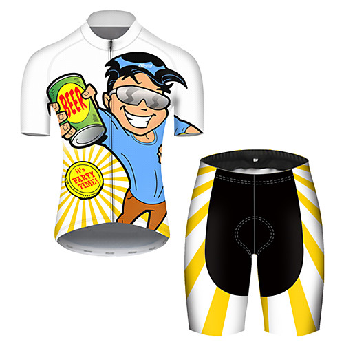

21Grams Men's Short Sleeve Cycling Jersey with Shorts Black / White Oktoberfest Beer Bike Breathable Sports Patterned Mountain Bike MTB Road Bike Cycling Clothing Apparel / Stretchy
