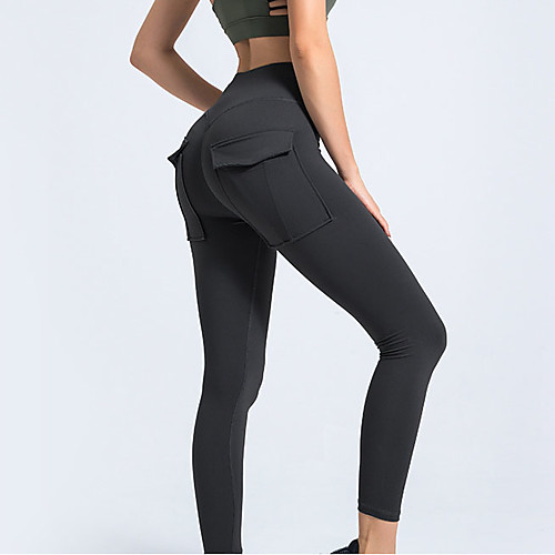 

Women's High Waist Yoga Pants Winter Pocket Solid Color Black Running Fitness Gym Workout Tights Leggings Sport Activewear Breathable Moisture Wicking Butt Lift Tummy Control High Elasticity Skinny