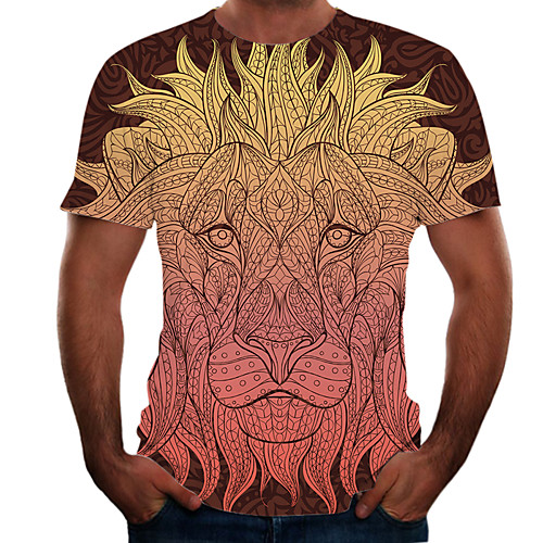 

Men's Going out Weekend Basic T-shirt - Color Block / 3D / Animal Rainbow